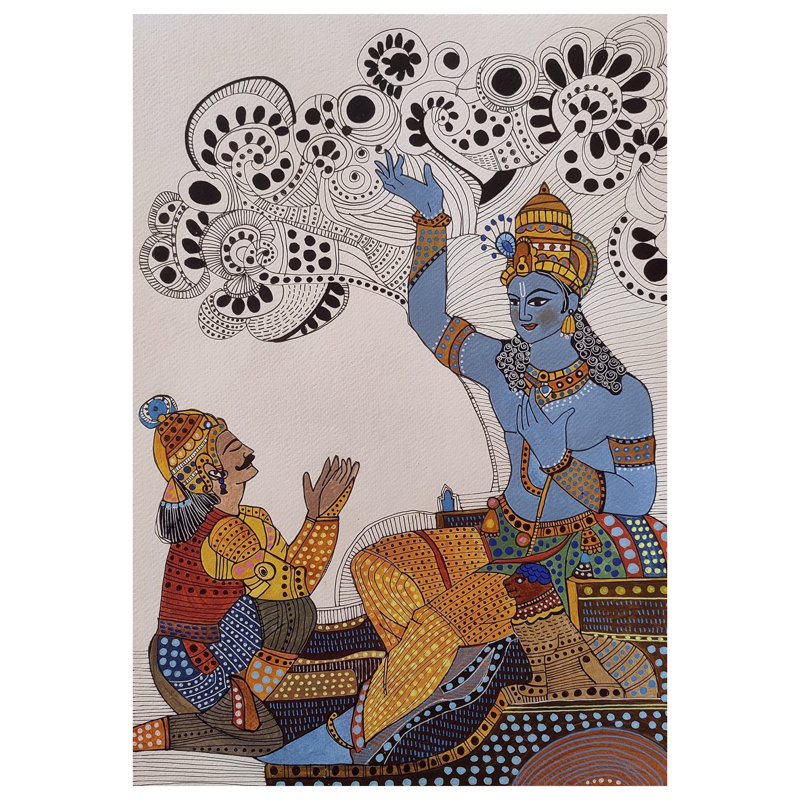 Geeta Gyan - Dédicace | Acrylique et encre sur papier | Par Rukshana Tabassum