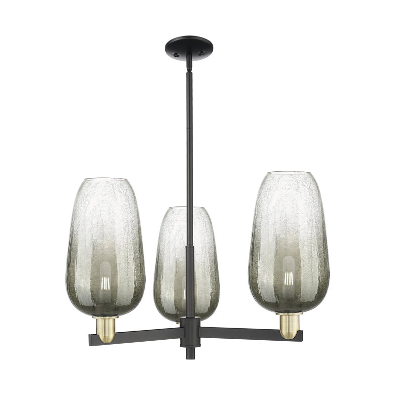 Lustre suspendu 3 lumières Godalming, Ardoise, Laiton antique / noir mat