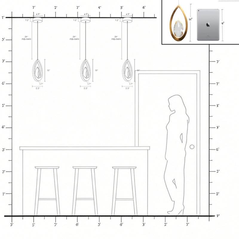 Mini-luminaire suspendu simple 1 lumière de 5,5 po avec accents de cristal Estrelita