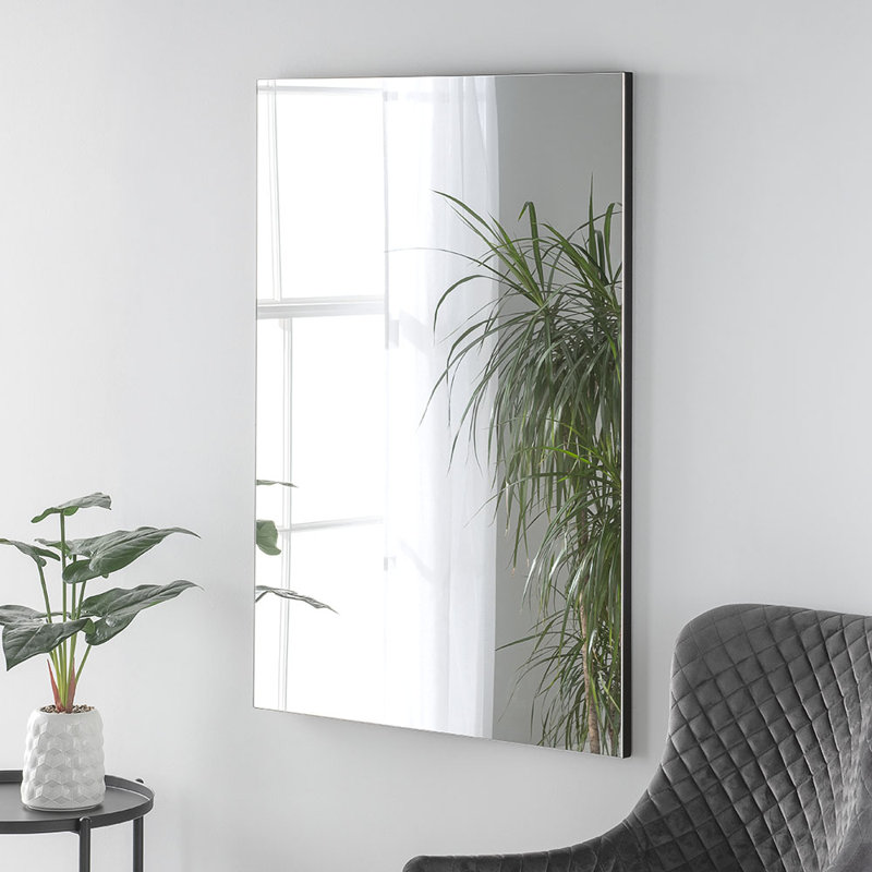 Aaryash Wood Flat Wall Mirror, Black