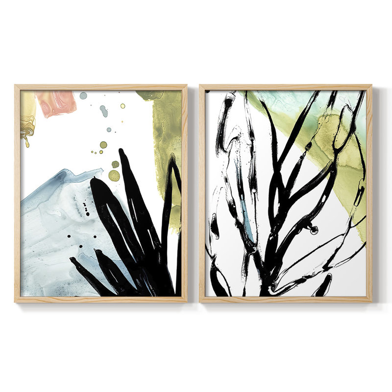 «No Deckle Tropical Moderne», reproduction encadrée de qualité supérieure - prête à être accrochée - aucun clou requis - aucun clou requis