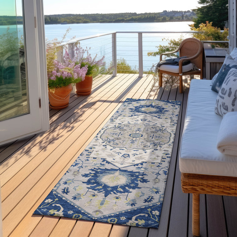 Machine Washable Indoor/Outdoor Chayden ACN985 Navy 1'8" x 2'6" Rug
