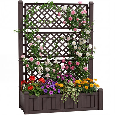 Lit de jardin surélevé en résine de 58 po de hauteur avec treillis