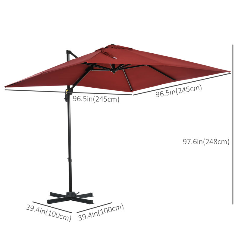 Parasol carré en porte-à-faux 8 pi Naaya, Vin rouge