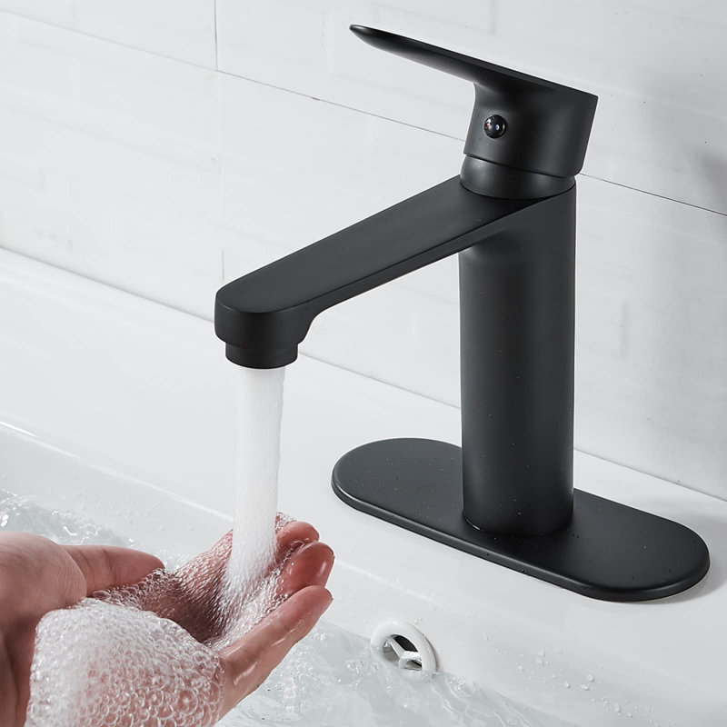 Single-Hole Bathroom Faucet with Drain Assembly
