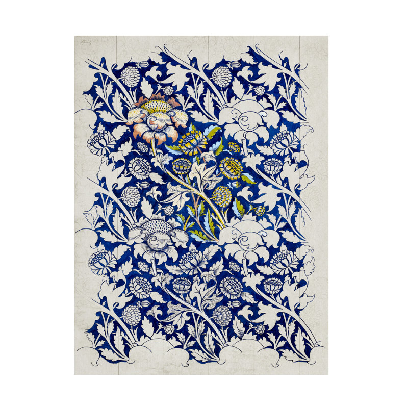 William Morris Blue and White Floral Pattern Canvas Art