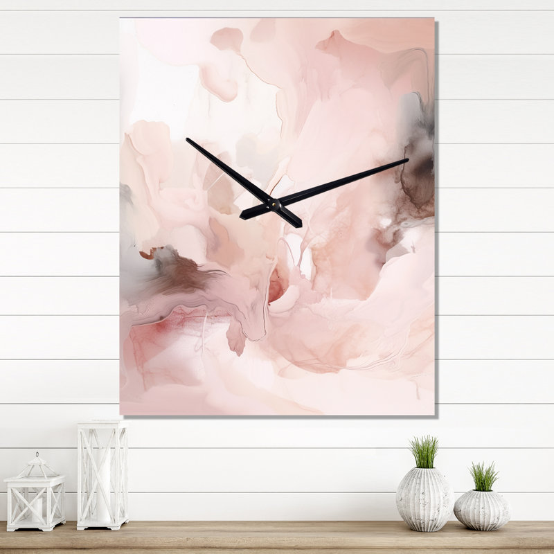 Horloge murale délicate en marbre abstrait III, H 40 po x l 30 po x P 1 po