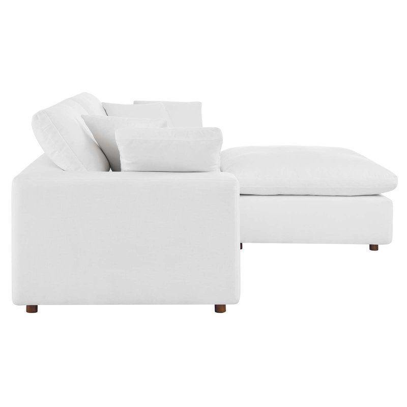 Modway Commix Down Filled Overstuffed Sectional Sofa and Ottoman Set, Pure White