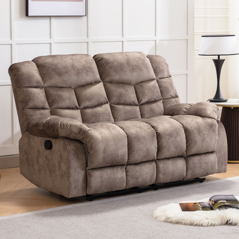 Canapé inclinable manuel moderne et ultra doux de 61,8 po de largeur Edilmar, Microfibre/microsuède brun