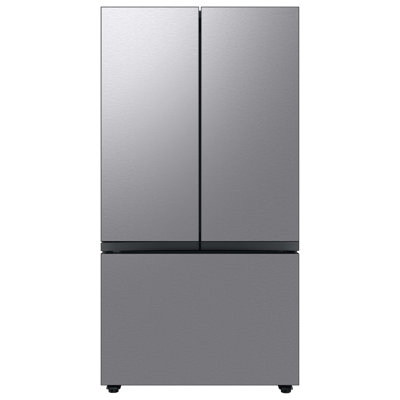 Samsung Bespoke White Glass Kitchen Package with Bespoke Counter Depth 24 cu. ft. 3-Door French Door Refrigerator and Gas Range