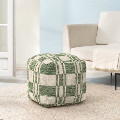 Krikor 20" Green Upholstered Pouf Ottoman