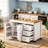 Rolling Kitchen Island with Extendable Drop-Leaf Dining Table, Built-In Power Station, Spice Rack & Adjustable-Shelf Storage Cabinet-129521283