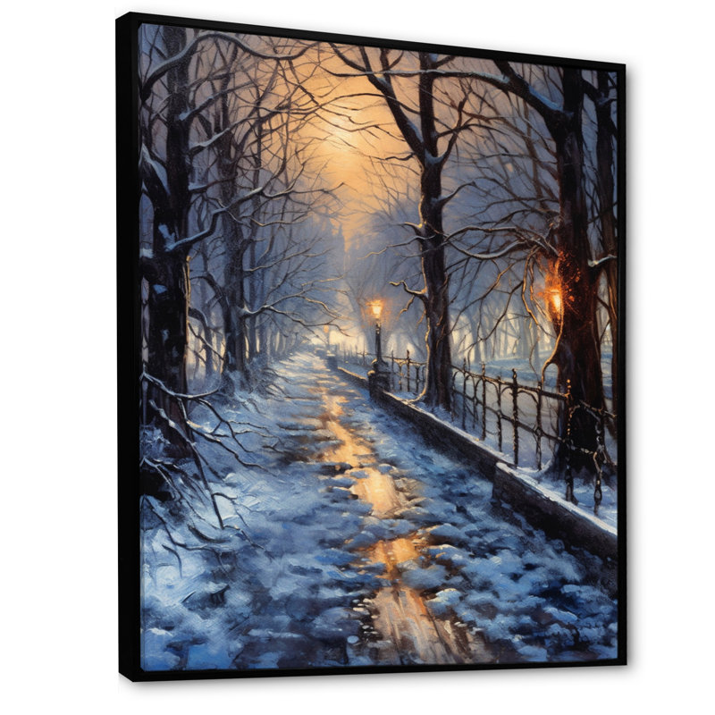 Alley of Trees In The Park II, reproduction d'art sur toile, Cadre flottant noir, 44" H x 34" W