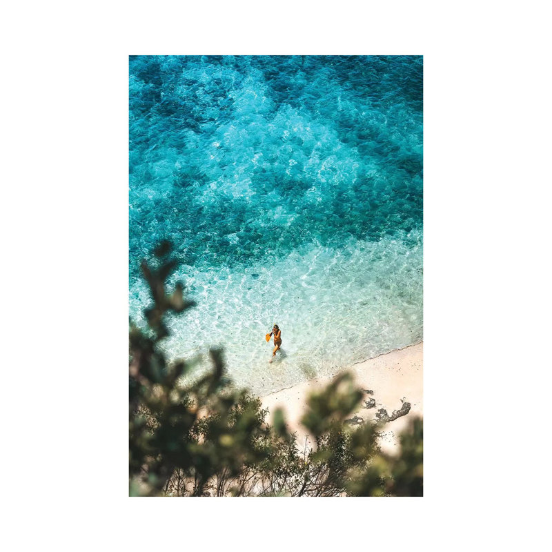 Lone Bikini Swimmer On Tropical Beach by James Vodicka - Wrapped Canvas Gallery-Wrapped Canvas Giclée