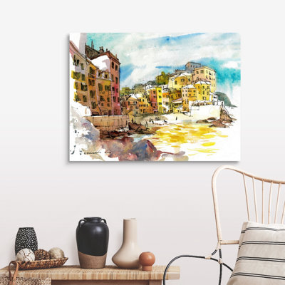 «Boccadasse - Ligurian Fishing Village» par Eleanor Doughty - reproduction d'art sur toile