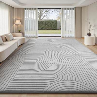Area Rugs 9x12 Living Room Bedroom, Grey Rug Large Carpet, Machine Washable Area Rug Fluffy Rug Modern Geometric, Soft Non Slip Carpets for Home Decor