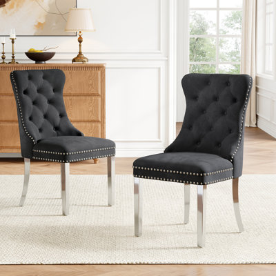 Velvet Upholstered Wingback Dining Chair
