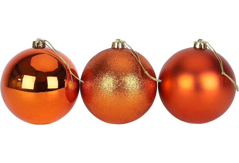 Polyvinyl Chloride (PVC) Ball Ornament, 10cm H x 10cm W x 10cm D, Rose Gold