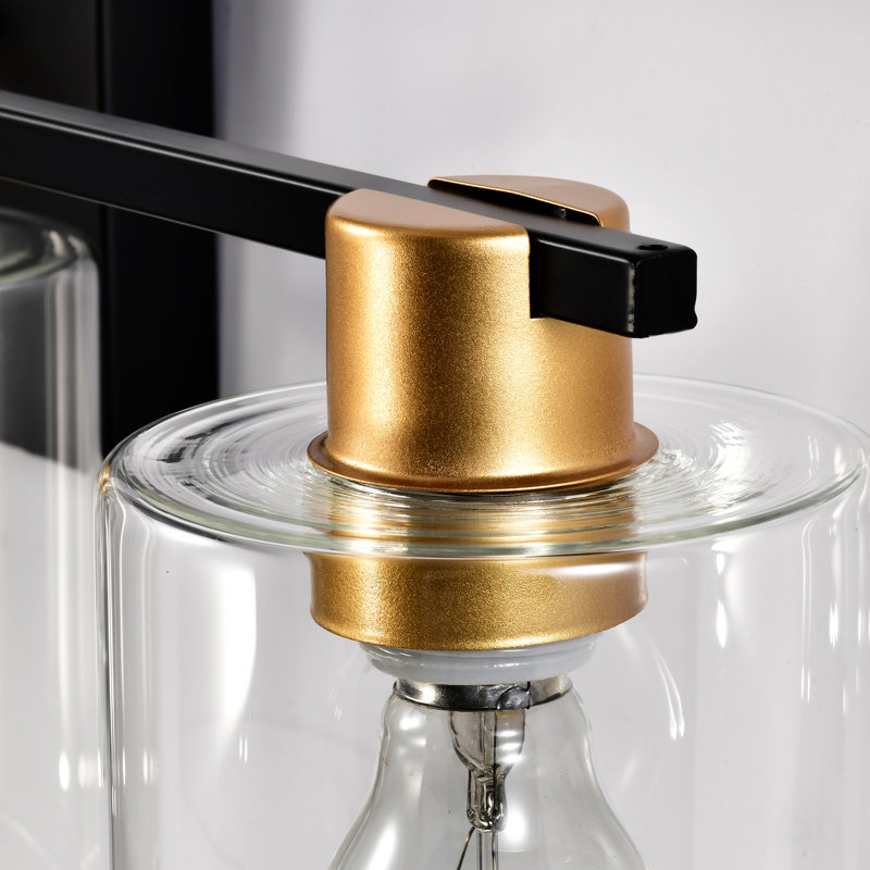 Noir mat et or exquis 5 lumières de meuble-lavabo avec abat-jour en verre pour cuisine moderne