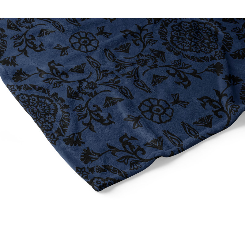 Couverture en velours de polaire Aubry, Motif floral marine, L 80 po x l 60 po