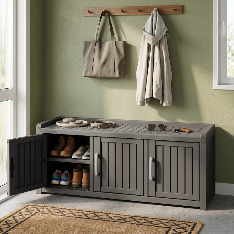 47" 3-Door Shoe Storage Cabinet, Gray