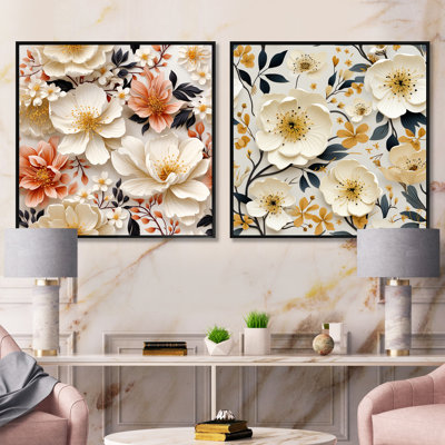 Trond - Ensemble de 2 collages floraux carrés