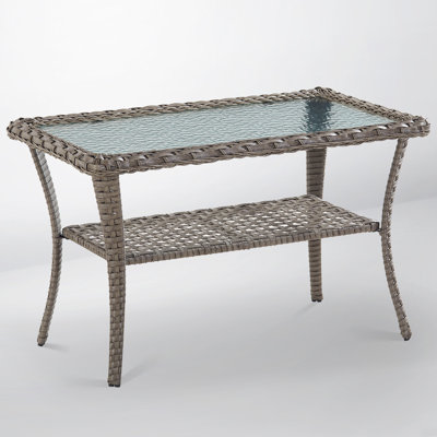 Rectangular Glass Foldable Outdoor Coffee Table , 19.7 " W 33.85 " D