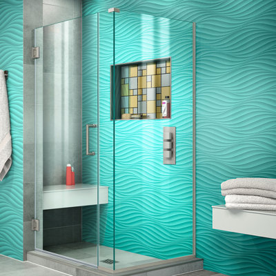 Cabine de douche rectangulaire sans cadre l 34 po x P 34,38 po x H 72 po Unidoor Plus