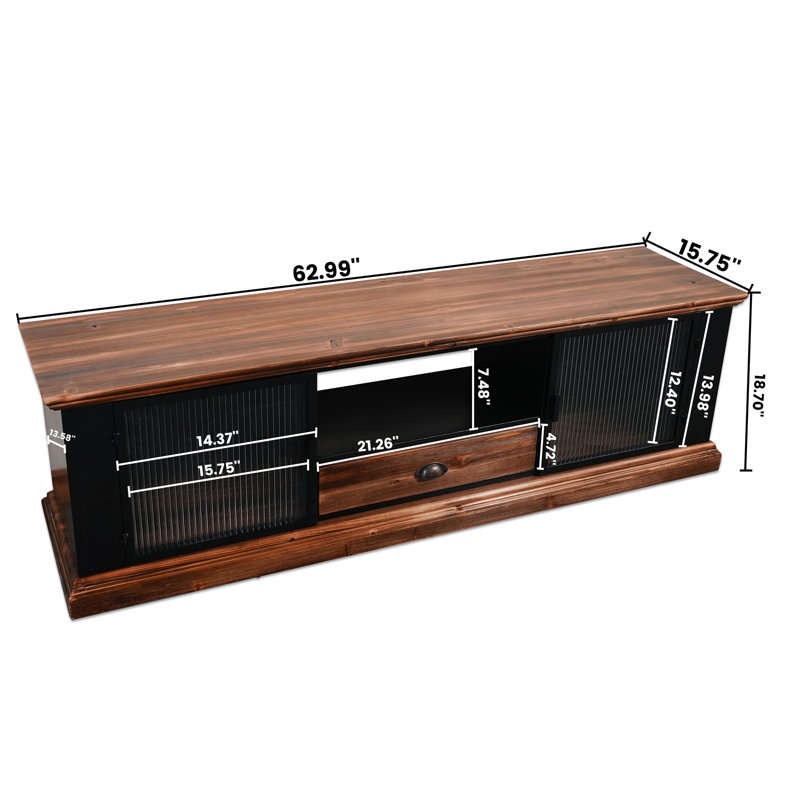 Meuble télé CONSDAN TV Stand pour 50/55/60/65/70 po, console média avec meuble de rangement, console télé Farmhouse