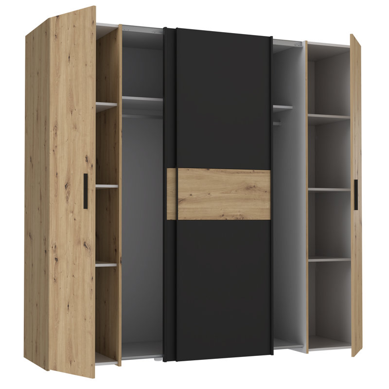 Koran 4 Door Manufactured Wood Wardrobe, Matte Black