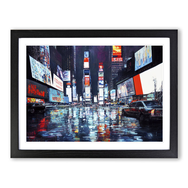 Times Square Art Painting Vol.1 - Single Picture Frame Painting, Black, 46cm H x 64cm W x 2cm D