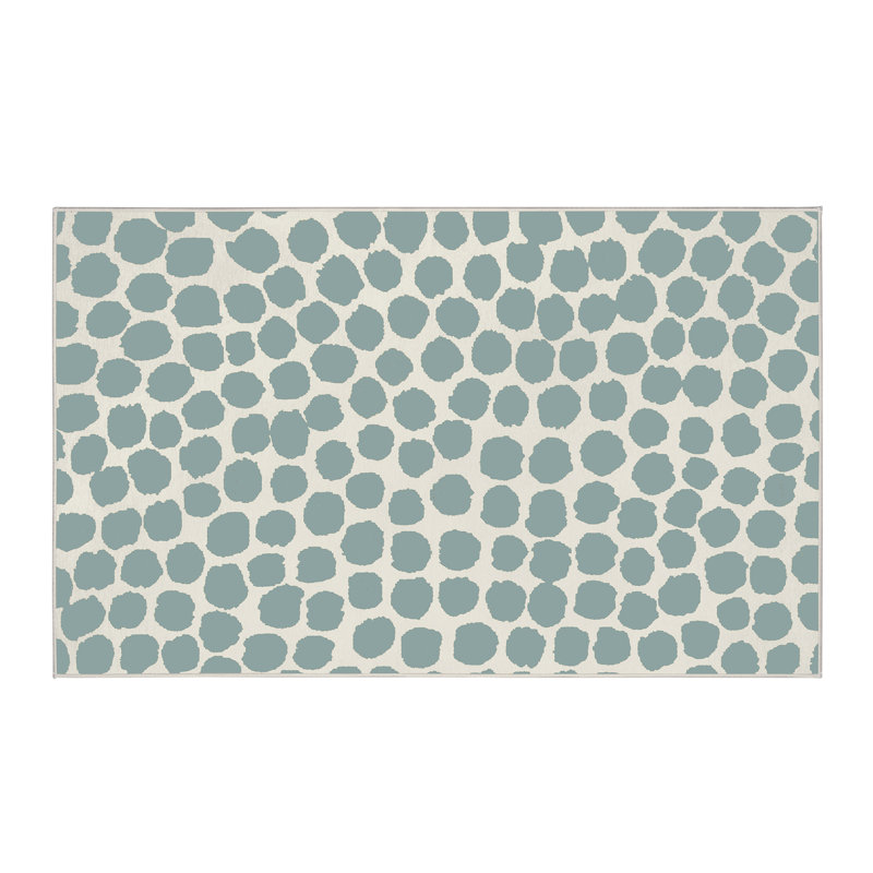 Tapis bleu lavable Puff Dotty Lake - 3 pi x 5 pi