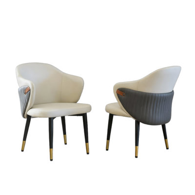 Fauteuil d'appoint en cuir léger et luxueux (ensemble de 2)