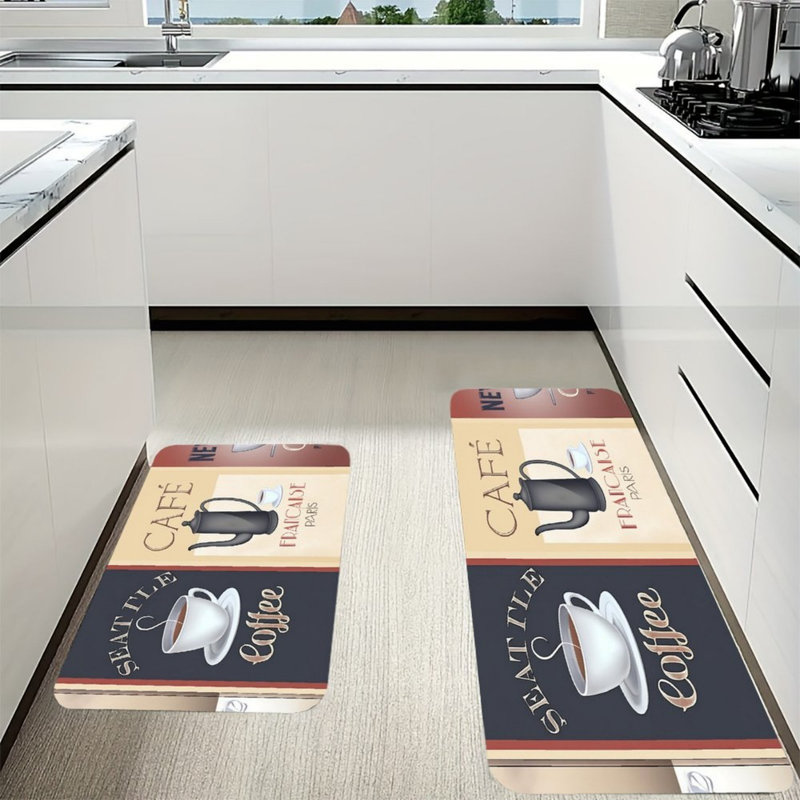 Ensemble de 2 tapis de cuisine Vintage Coffee