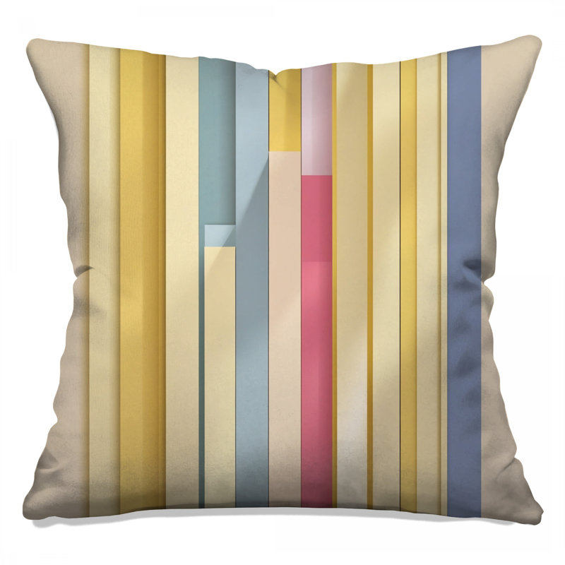 Vertical Colourful Stripes Double Sided Throw Pillows, 14 x 14 inches