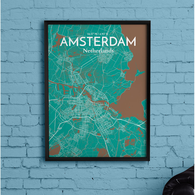Amsterdam City Map - No Frame Print, 43cm H x 28cm W x 0.13cm D