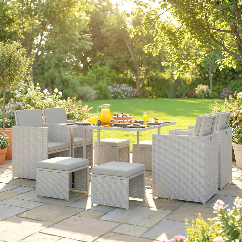 8 - Person Patio Dining Set with Square Table