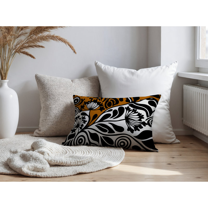 Oreiller rectangulaire réversible intérieur / extérieur Gina, Orange, Rectangle H 14 po x l 20 po