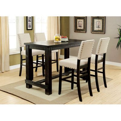 Dining Table Set Wooden Counter Height Dining Bar Set 1 Table And 4 Chairs