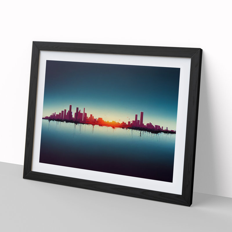 Shimmering Skyscraper Skyline - Framed Print, Black, 25cm H x 34cm W x 2cm D