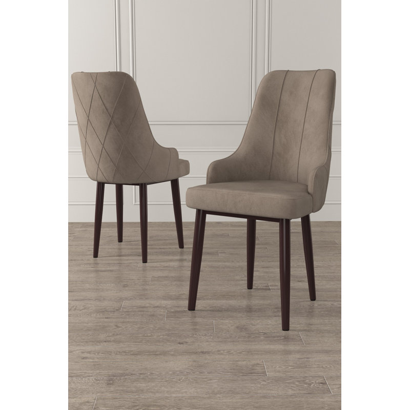 Ensemble de chaises modernes (2 pièces), cappuccino et brun, 18,1 po x 37,4 po x 16,5 po | Structure 100% métal, tissu BabyFace, dossier en mousse avec 22 garnitures en mousse, siège en mousse avec garniture de 28 garnitures | Élégant et confortable pour la décoration de salle à manger ou de salon