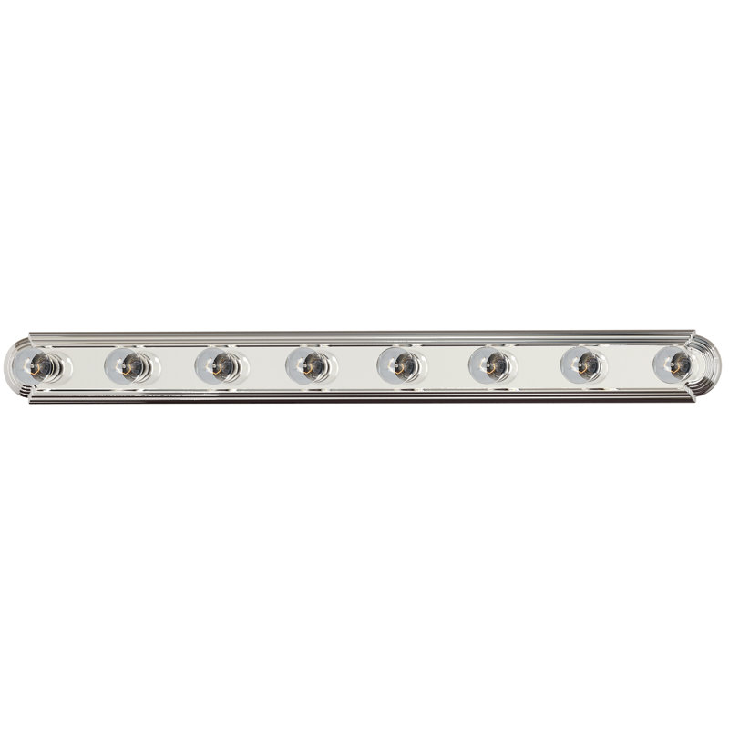 Barre d'éclairage à huit lumières pour la salle de bain Carder, Chrome poli