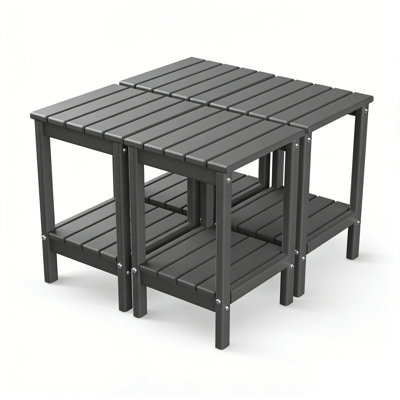  Set Of 4 HDPE 14*13in 2-Tier Outdoor Side Table