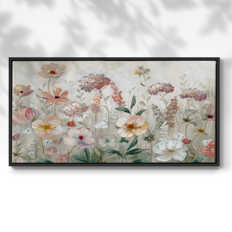 «Field of Spring» - Toile tendue avec châssis encadré - Prêt à être accroché, Noir, H 21 po x l 41 po