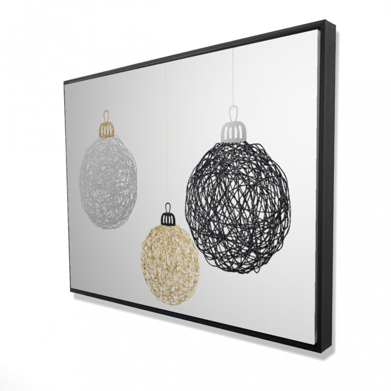 Three Christmas Balls Print On Canvas