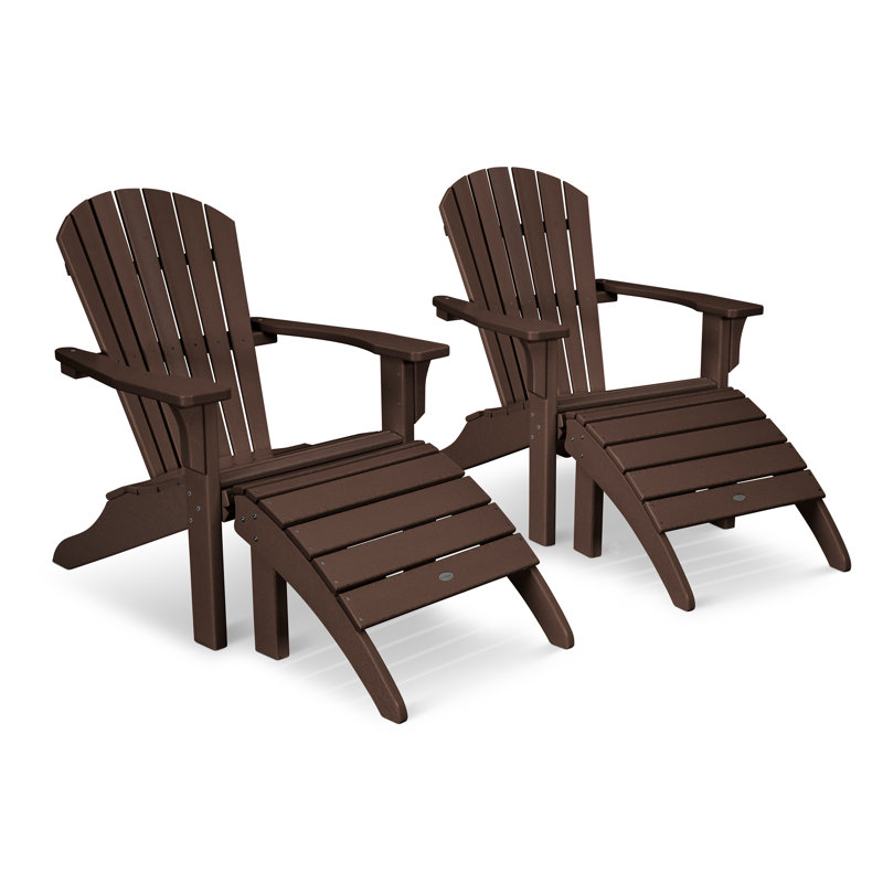 Ensemble Adirondack POLYWOOD Seashell avec repose-pieds, Acajou