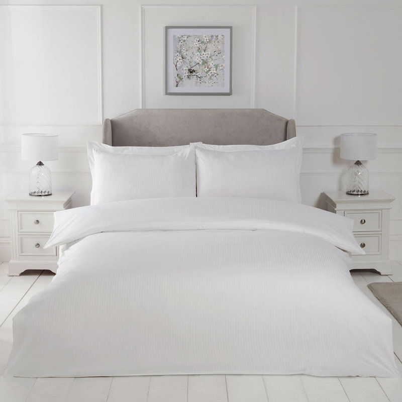 Cotton Striped Duvet Cover Set with Pillowcases, Double Duvet + 2 Standard Pillowcases