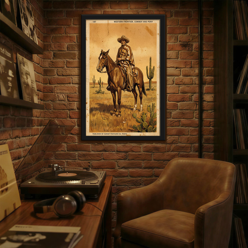 Fashion Western Frontier Cowboy and Pony, H 18 po x l 12 po