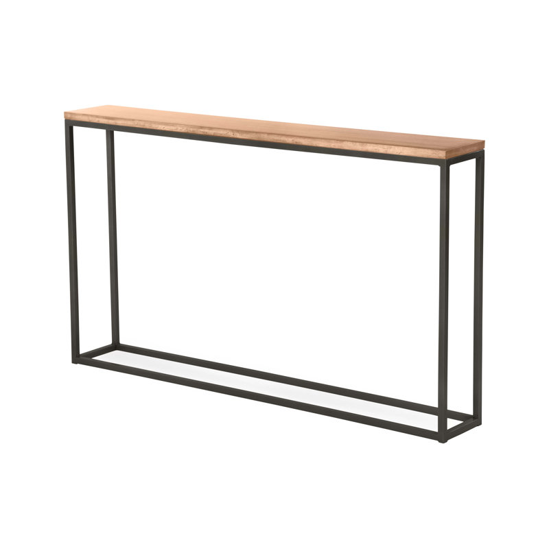 Chaplin 54'' Solid Wood Top Console Table, Gunmetal, Clear Coat