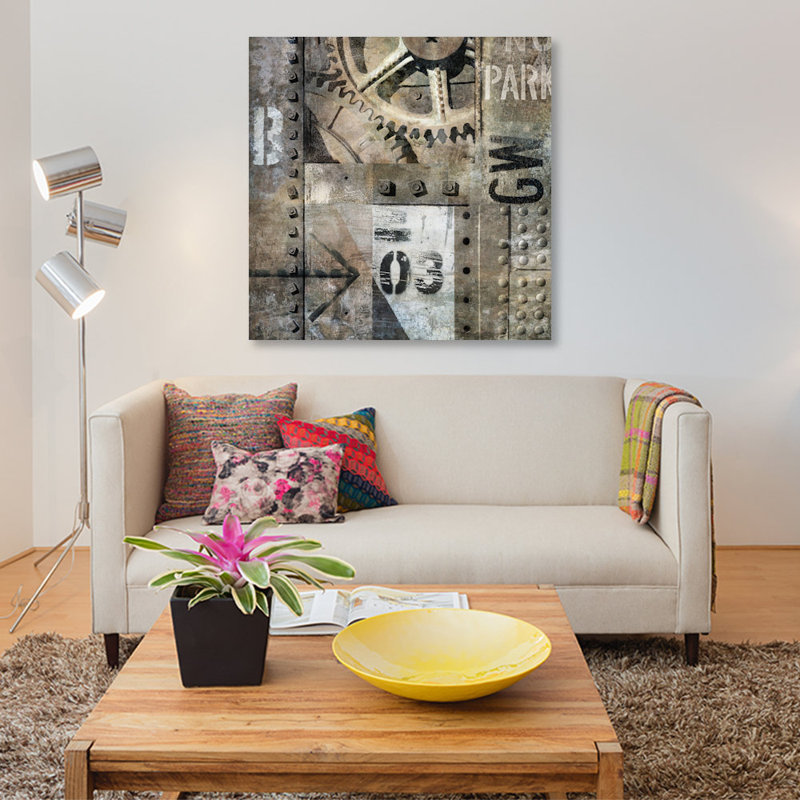 « industrial i », impression sur toile, H 26 po x l 26 po x P 1,5 po, Pas de tapis, Toile tendue
